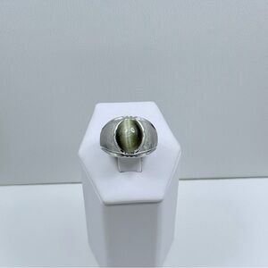 18K HGE Vintage Green Tigers Eye Ring